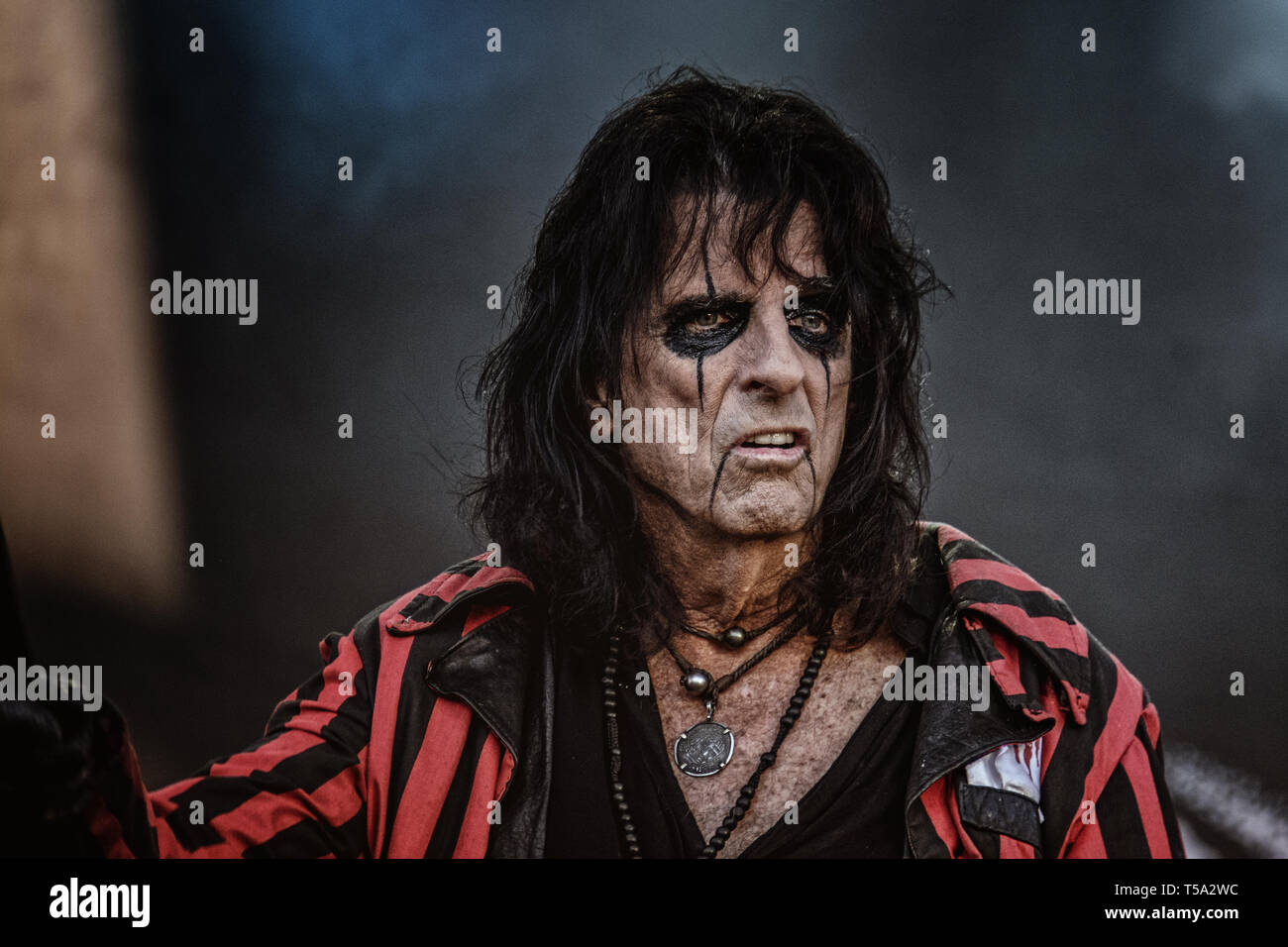 Alice Cooper with his band performing in Stockholm third of July 2015 at Gröna Lund amusement park. Stock Photo