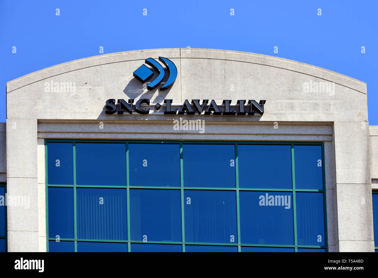 Ottawa, Canada - April 22, 2019:  SNC Lavalin building on Hunt Club Road.  SNC is a Quebec based engineering, procurement, and construction company th Stock Photo
