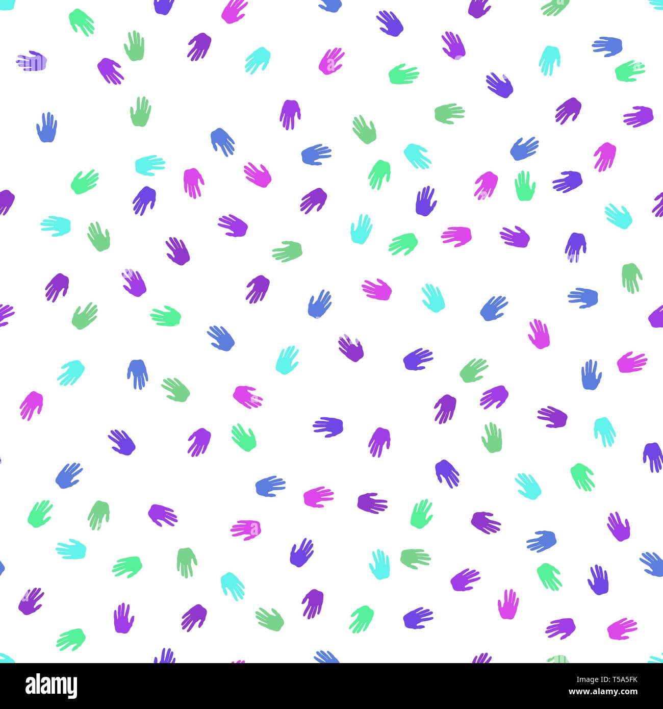 Multicolored hand prints. Seamless pattern background. Vector illustration design. Stock Vector
