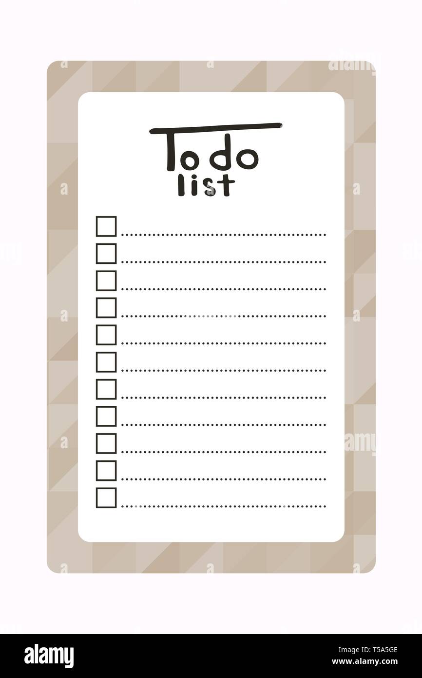 To do list. Design with abstract triangles. Vector illustration. Empty beige checklist Stock