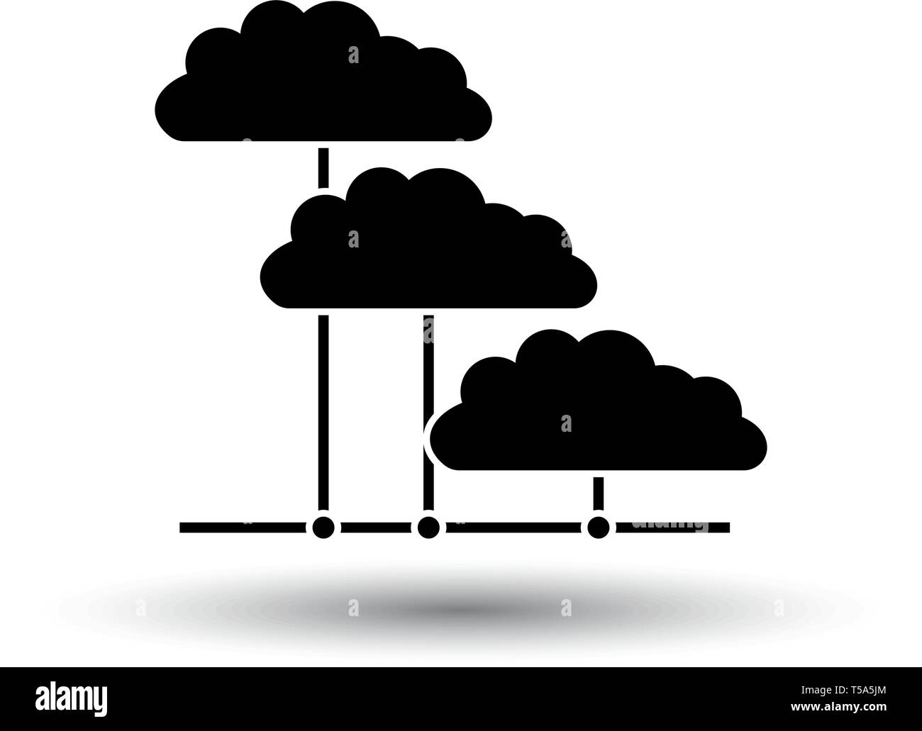Cloud Network Icon. Black on White Background With Shadow. Vector ...