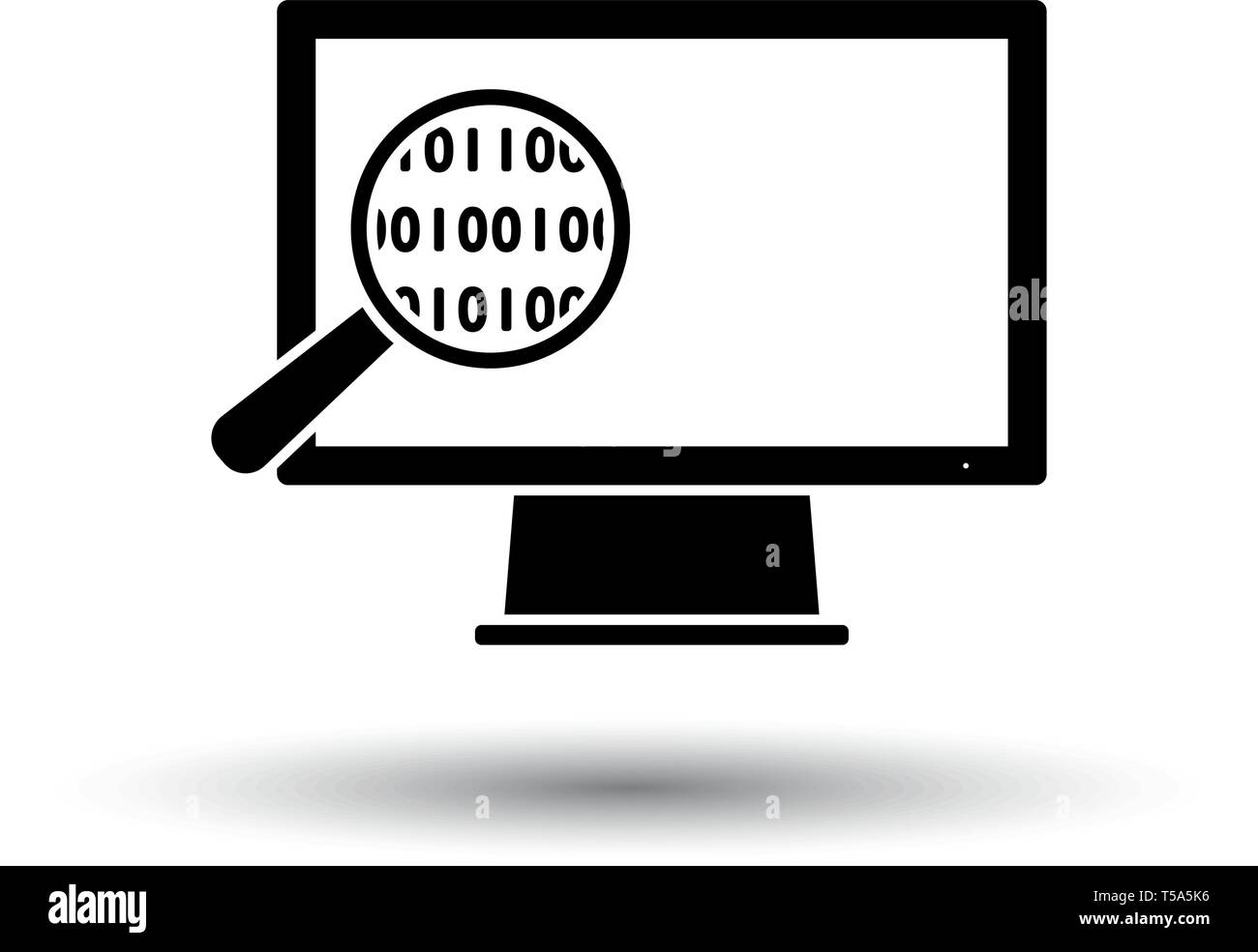 Data Analysing Icon. Black on White Background With Shadow. Vector ...