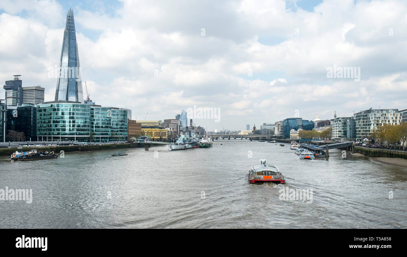 A panoramic view of the River Thames in London. Stock Photo