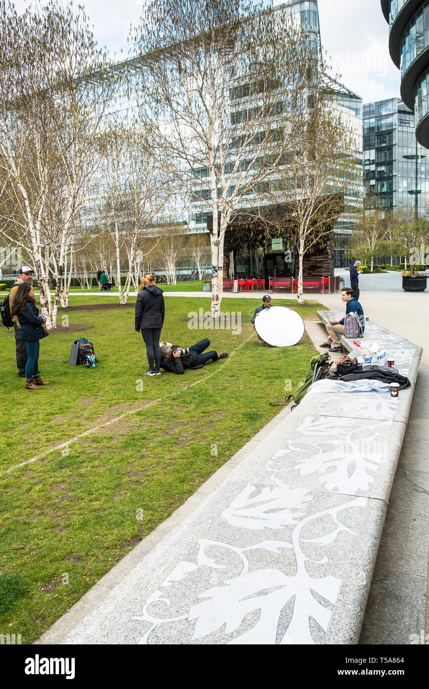 A photoshoot on Potters Fields on the South Bank in London. Stock Photo