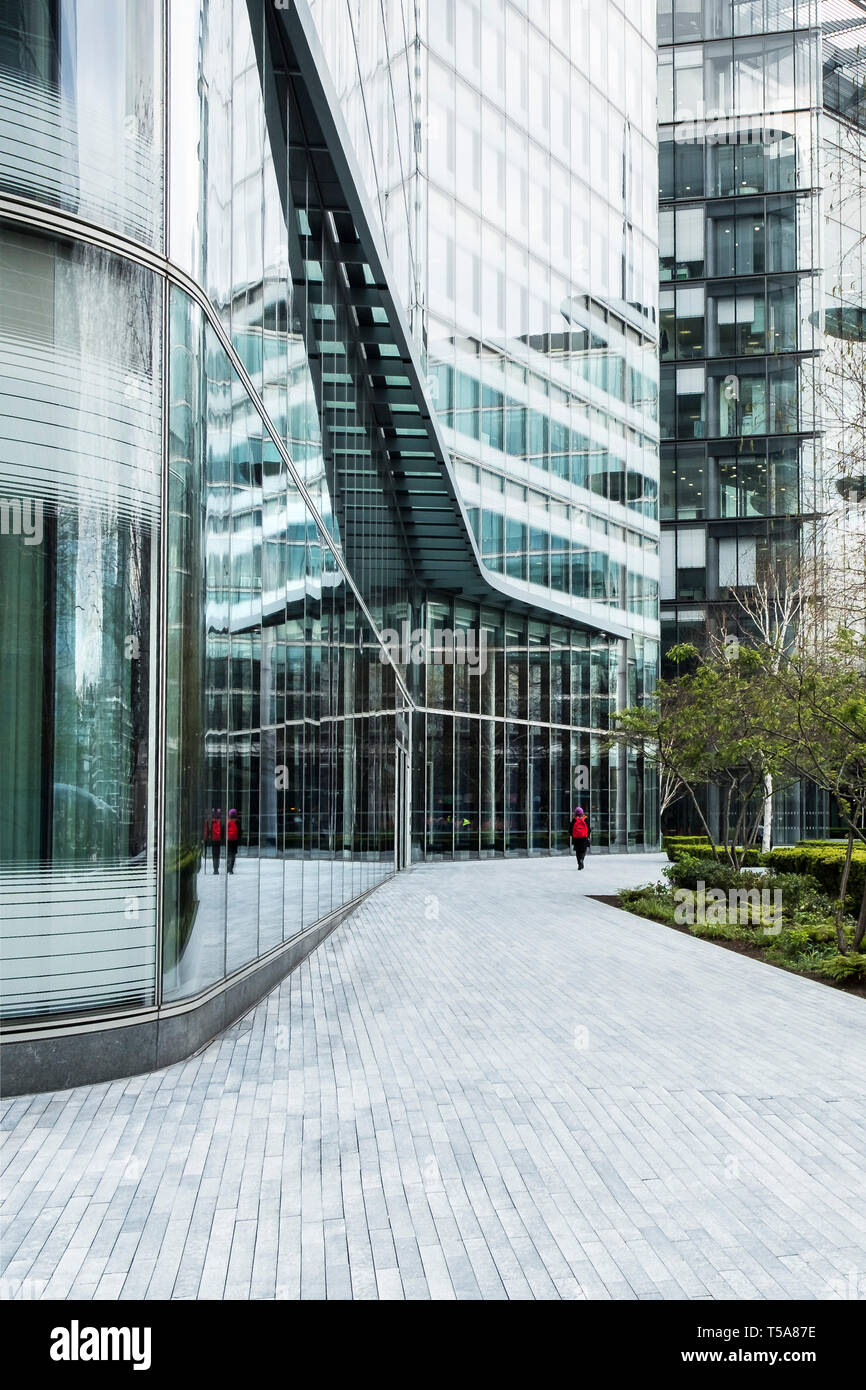 Modern glass fronted buildings on the South Bank in London. Stock Photo
