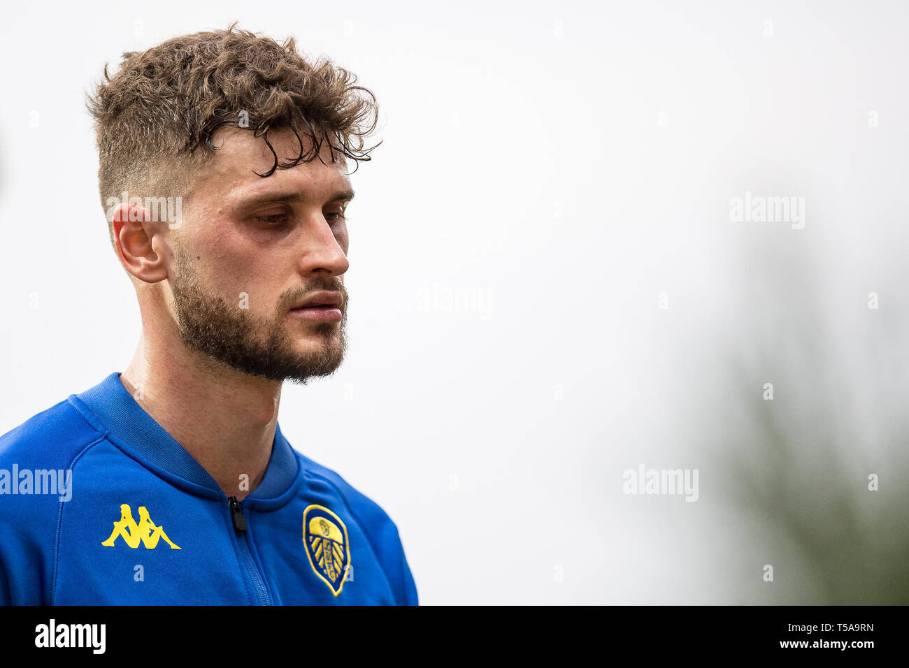 BRENTFORD, ENGLAND - APRIL 22: Mateusz Klich of Leeds United looks on during the Sky Bet Championship match between Brentford and Leeds United at Griffin Park on April 22, 2019 in Brentford, England. (Photo by Sebastian Frej/MB Media) Stock Photo