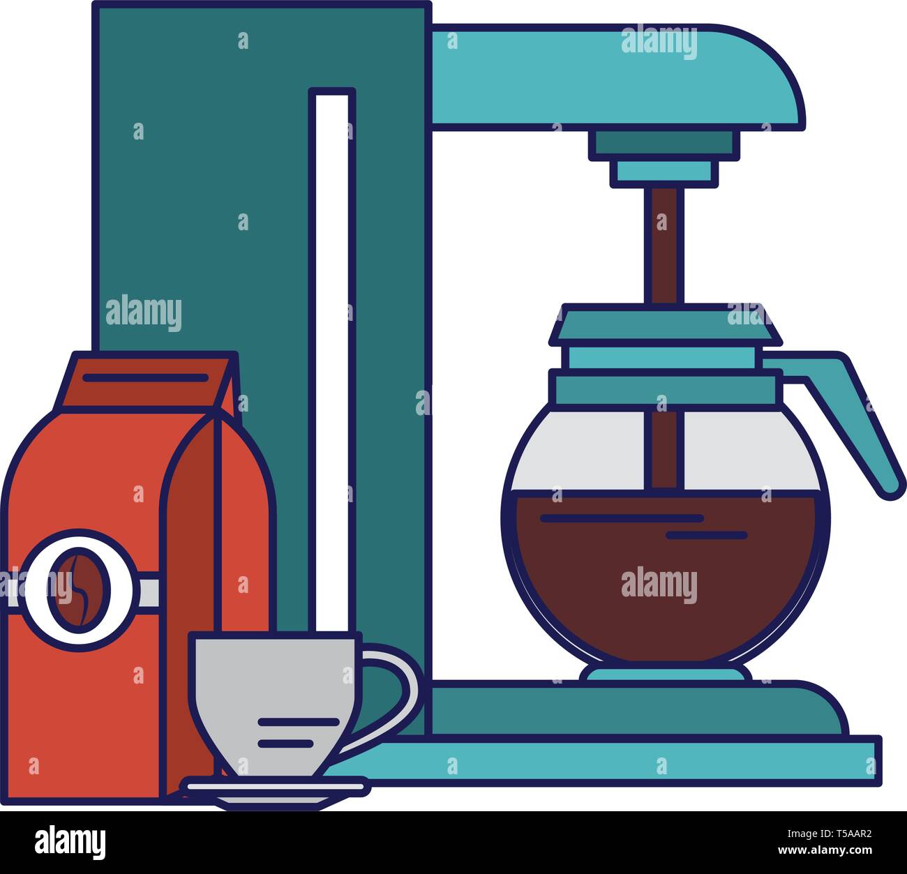 Coffee making machine with pot blue lines Stock Vector Image & Art Alamy