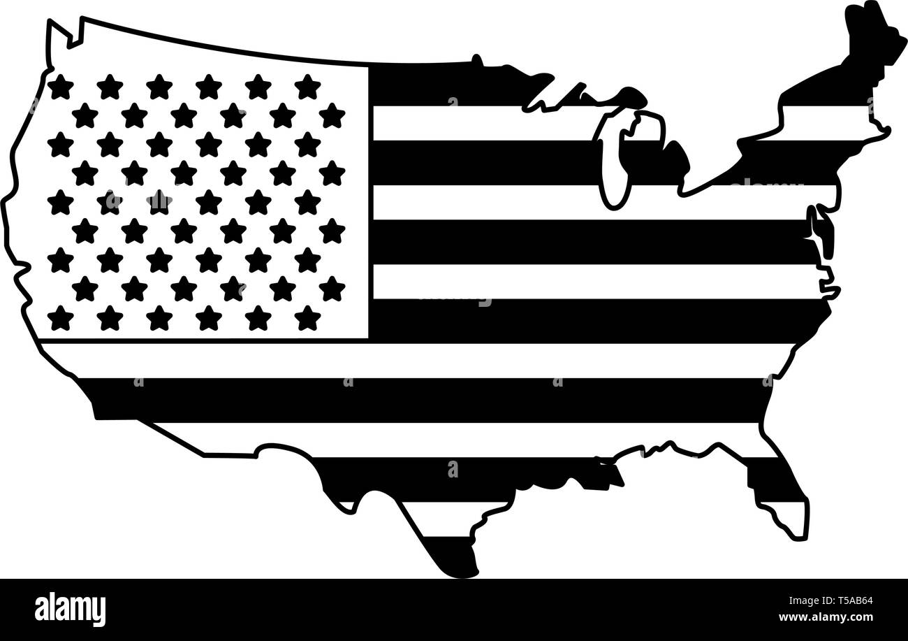 Usa Map Outline Black