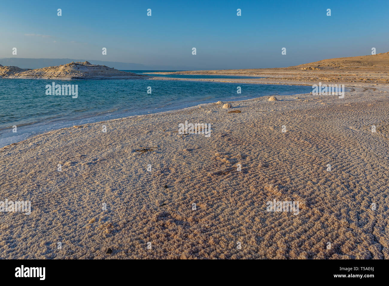 Shore of Dead Sea in Jordan Stock Photo