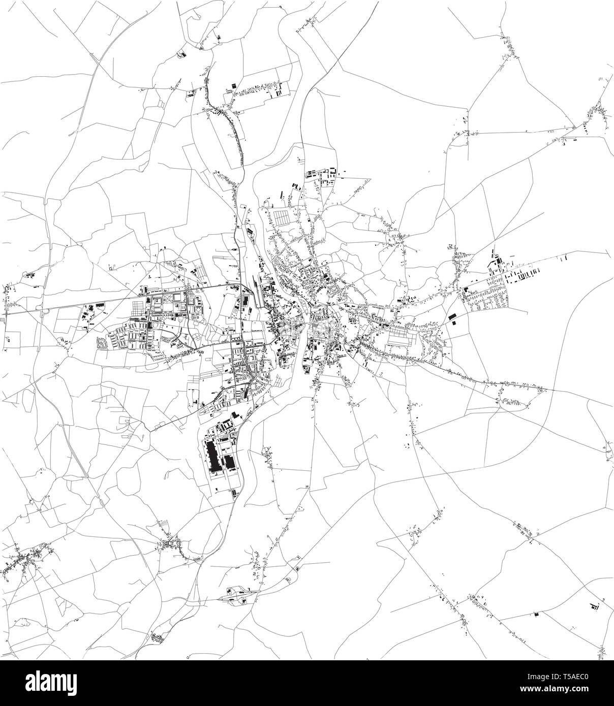 satellite map of poznan it is a city on the warta river in west central poland map of streets and buildings of the town center europe stock vector image art alamy