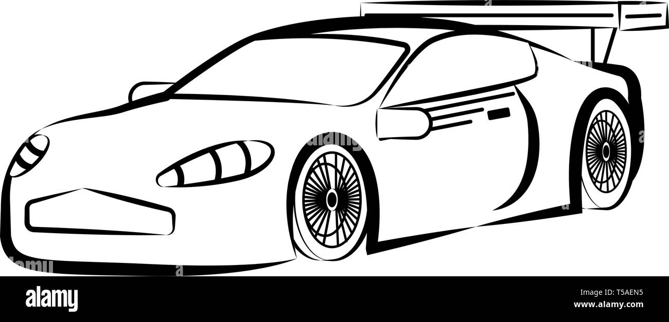 Racing car sketch ship coloring book isolated Vector Image