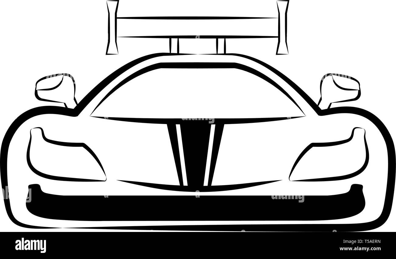 Retro car front view black sketch Royalty Free Vector Image