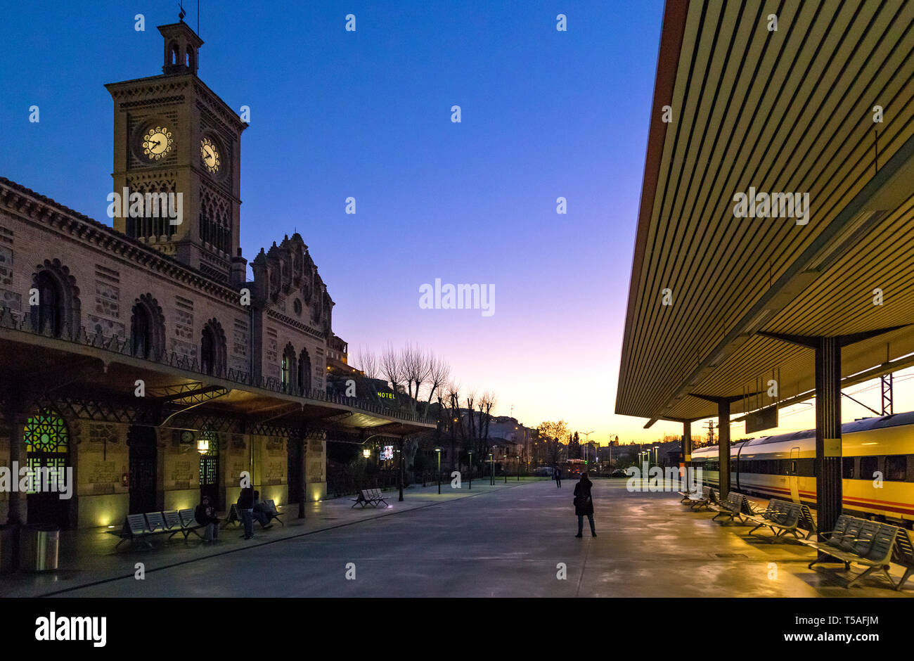 Toledo train station at twilight, Spain. - Stock Image