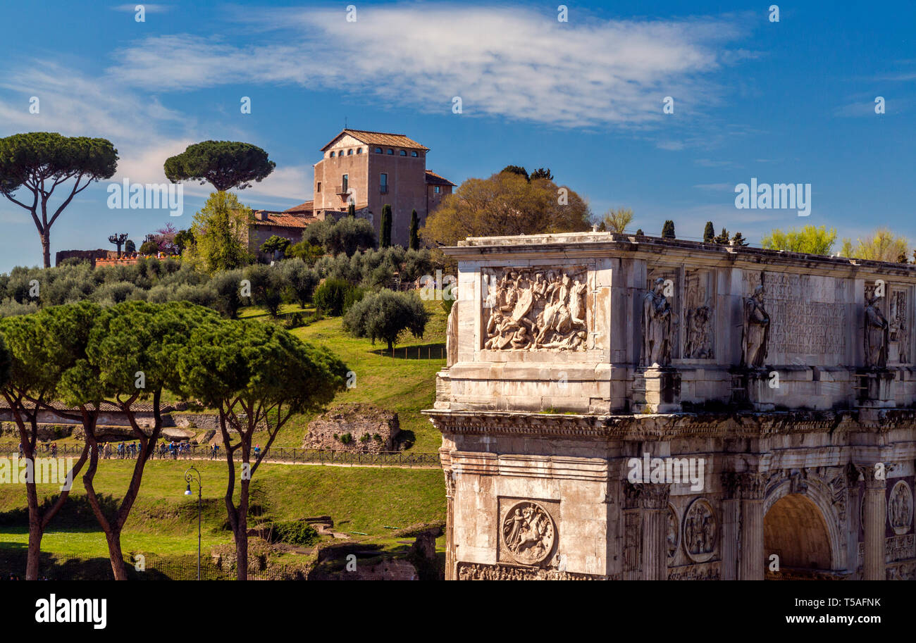 Palatine and roman Forum, as seen from Coliseum. Rome, Italy. - Stock Image