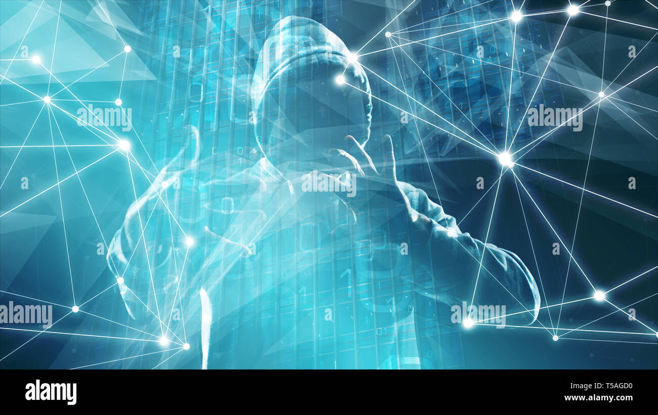 New digital big data attack in computer software innovation, binary code zero one digits background, cyber crime Stock Photo