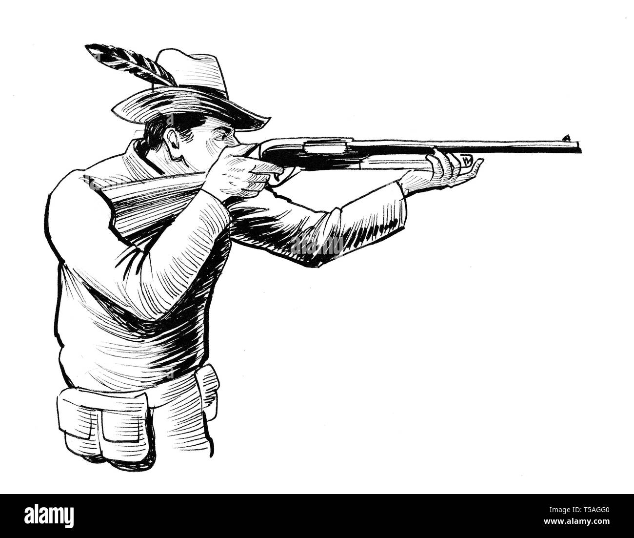 Premium Vector  Hunter hand drawn outline doodle icon vector sketch  illustration of hunter with rifle gun for print web mobile and  infographics isolated on white background