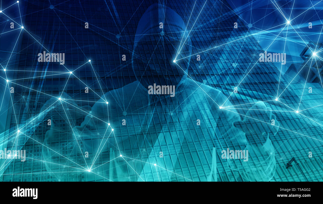 Cyber security ai, big data security technology, computer science algorithm word, abstract backdrop Stock Photo