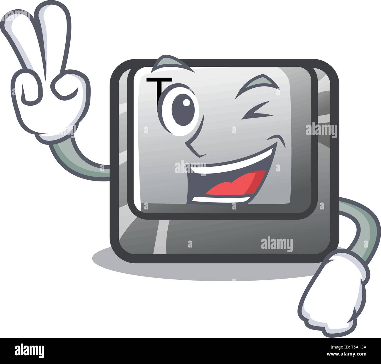 Two finger T button installed on character computer Stock Vector