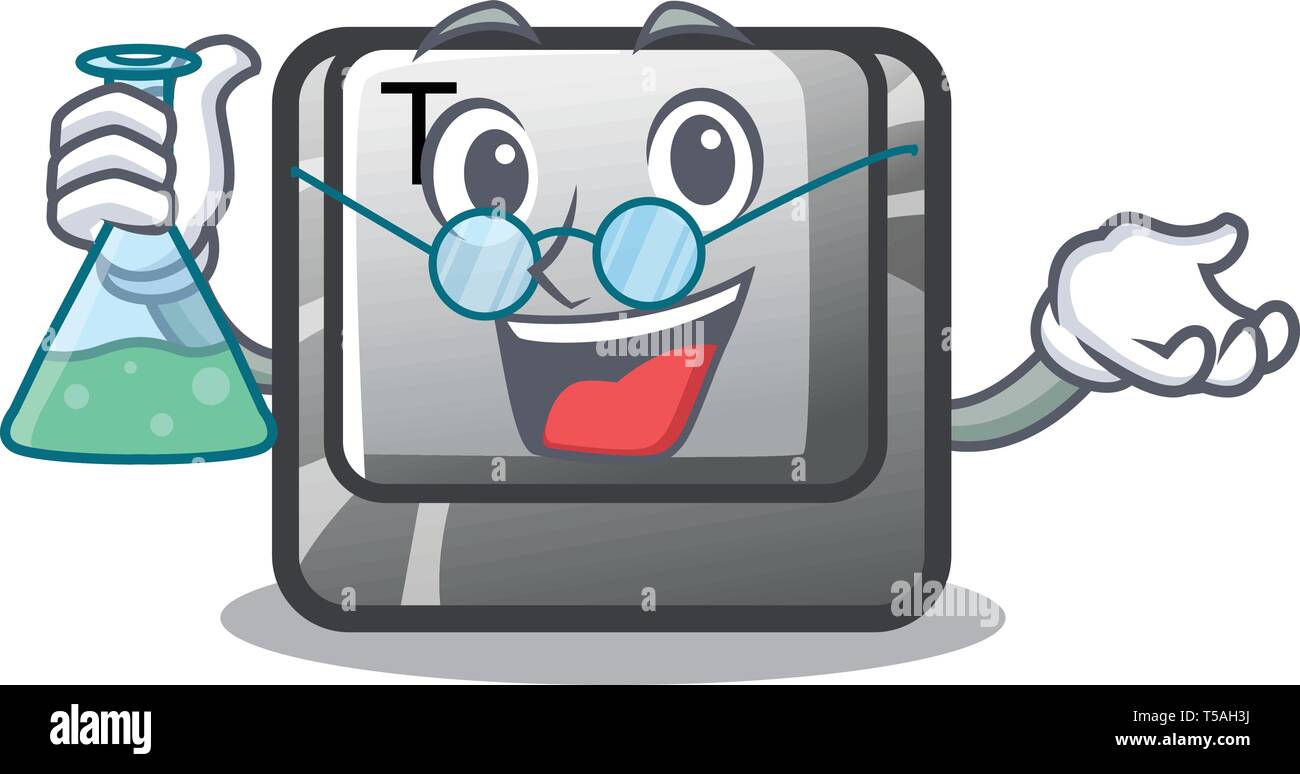 Professor T button installed on character computer Stock Vector