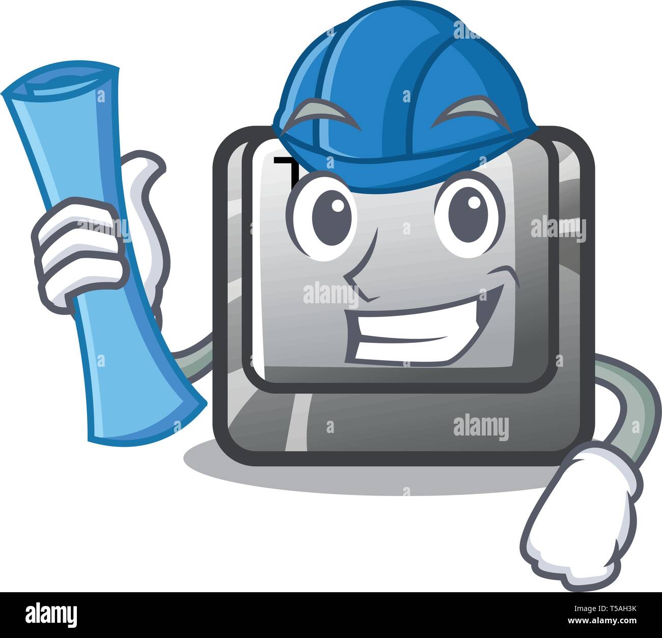 Architect T button installed on character computer Stock Vector