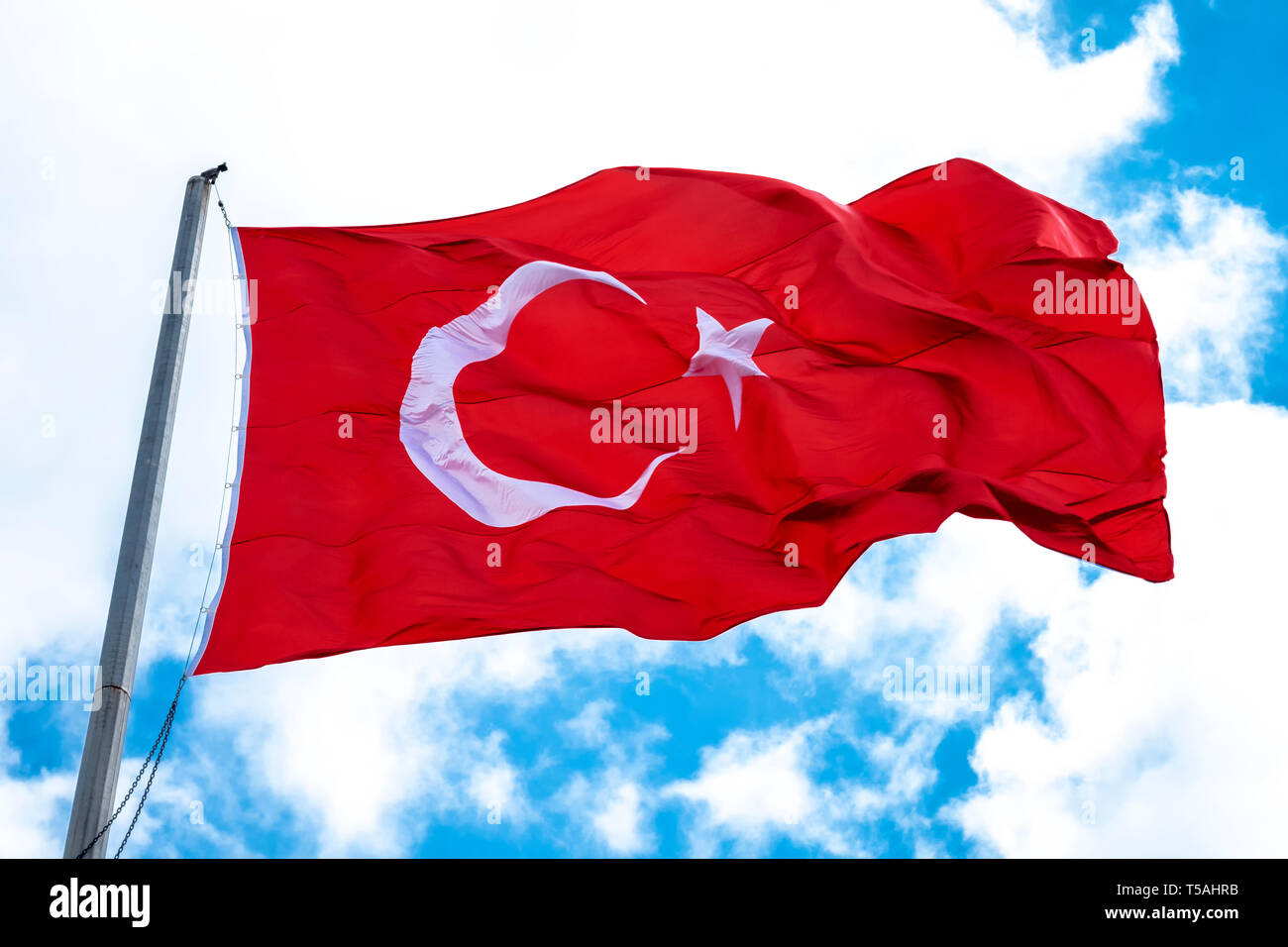 Turkish Flag In The Wind Stock Photo