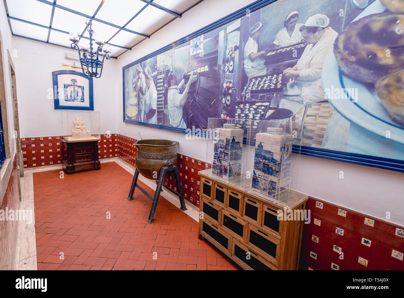 Interior of Famous Pasteis de Belem pastry shop in Belem district of