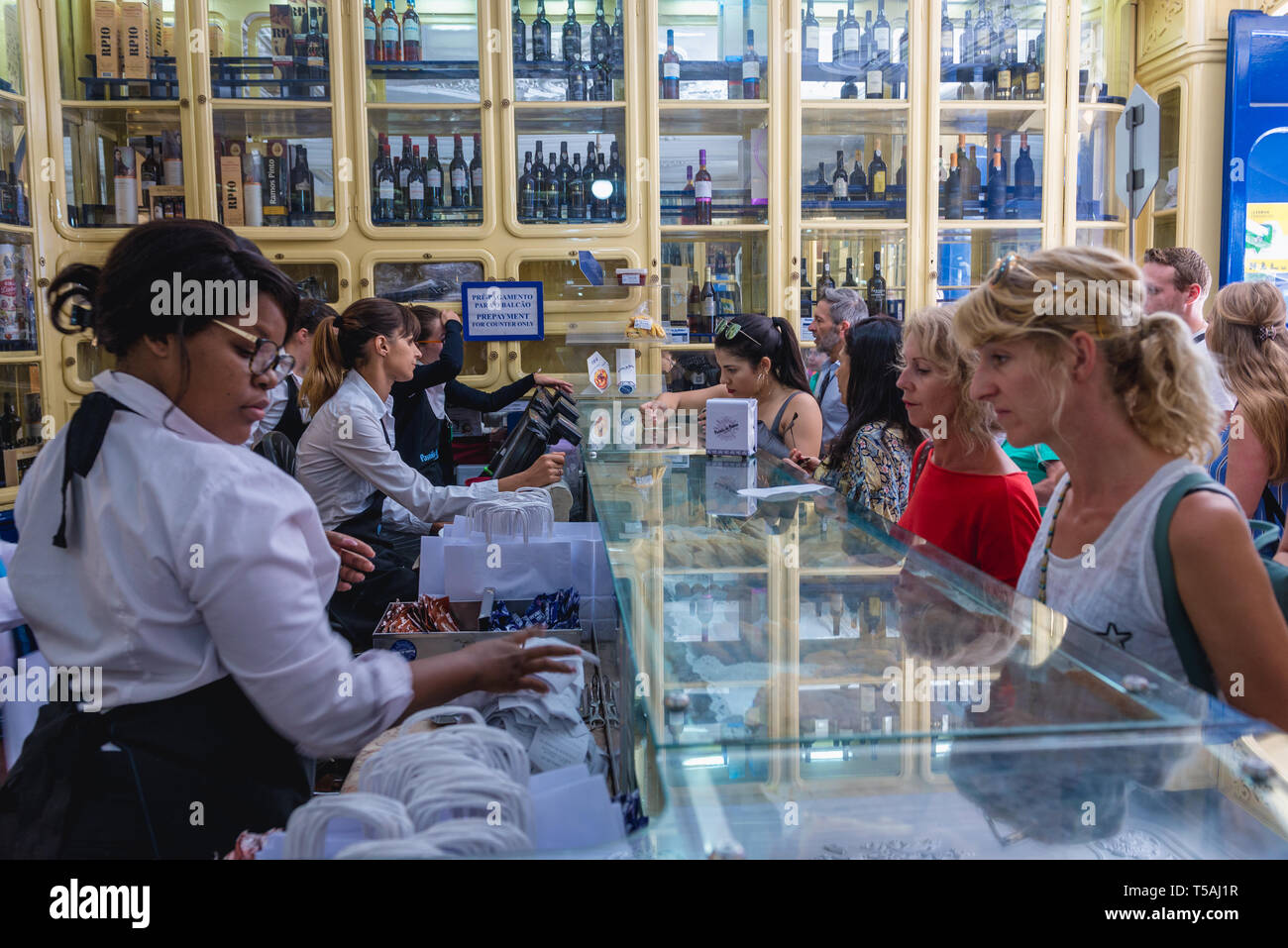 Interior of Famous Pasteis de Belem pastry shop in Belem district of