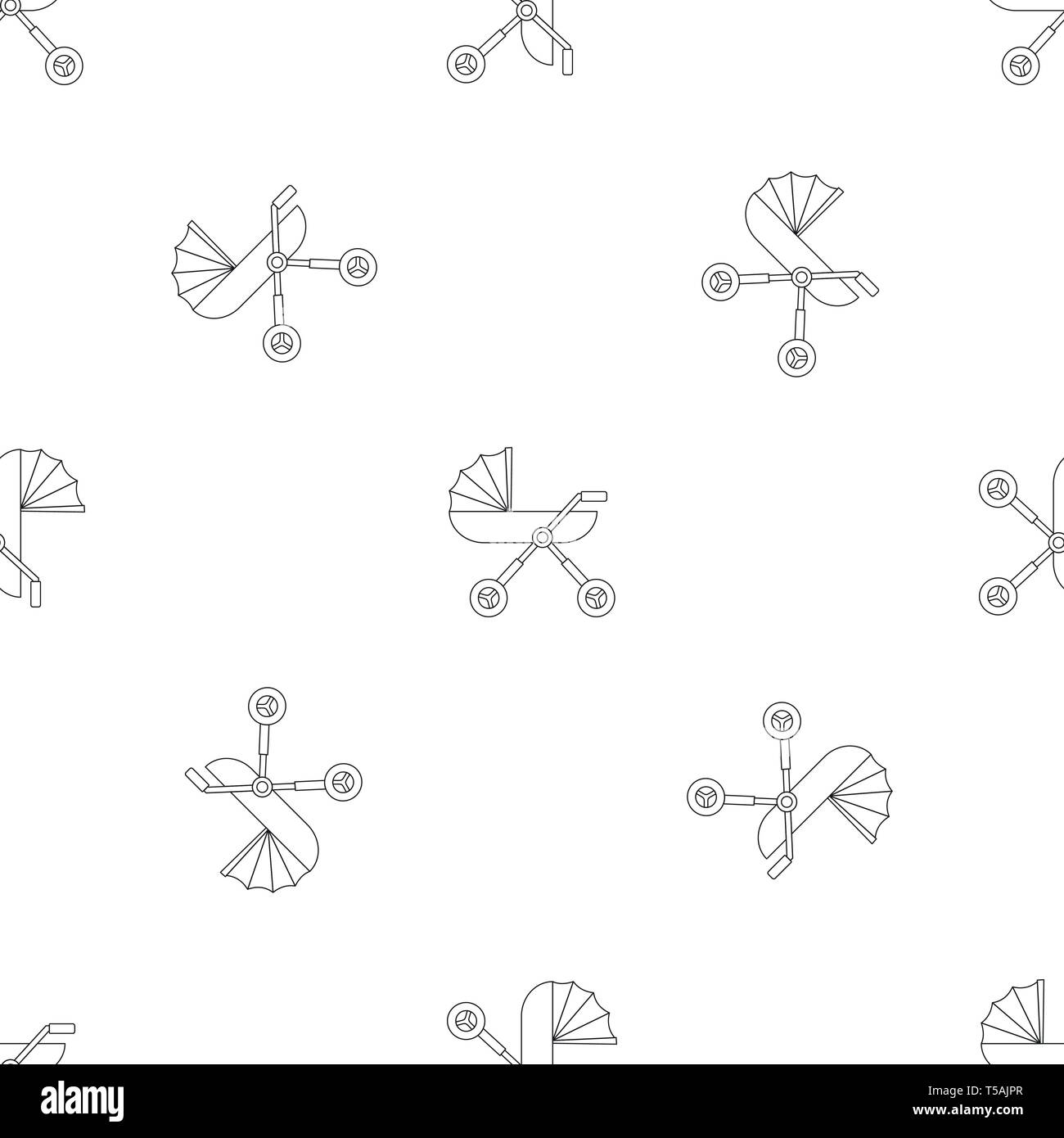 Baby pram carriage pattern seamless vector repeat geometric for any web design Stock Vector