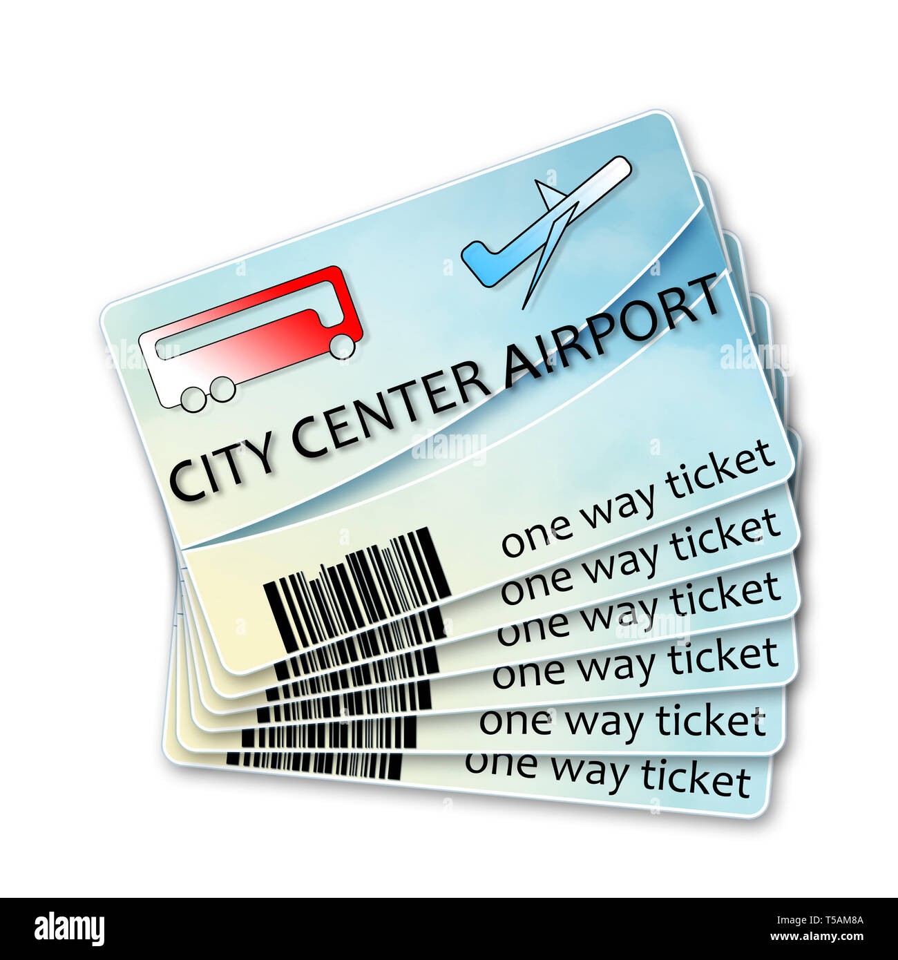 Bus tickets from city center to airport and return - concept image Stock Photo