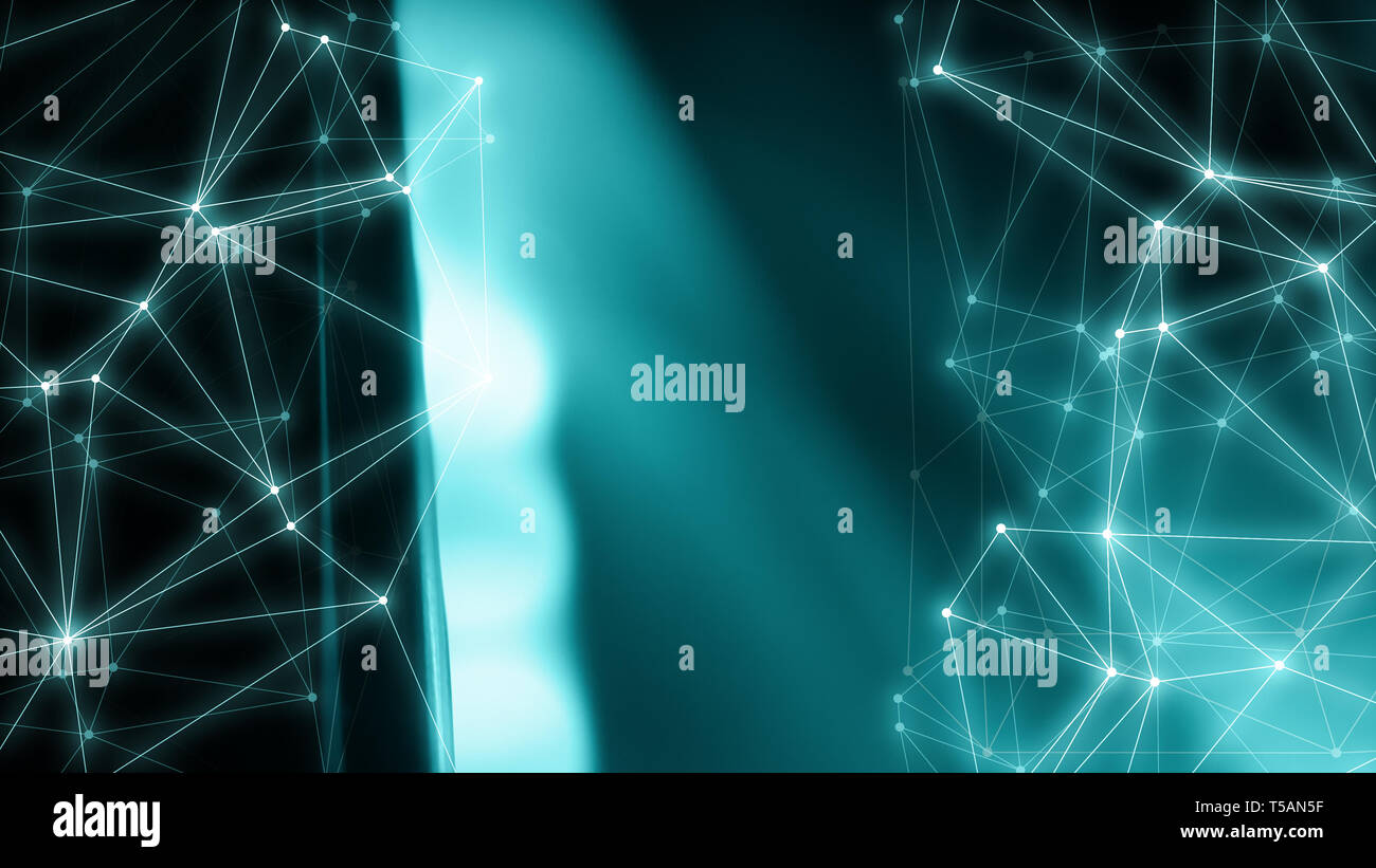Geometric technology innovation backdrop concept, dots connected Stock Photo