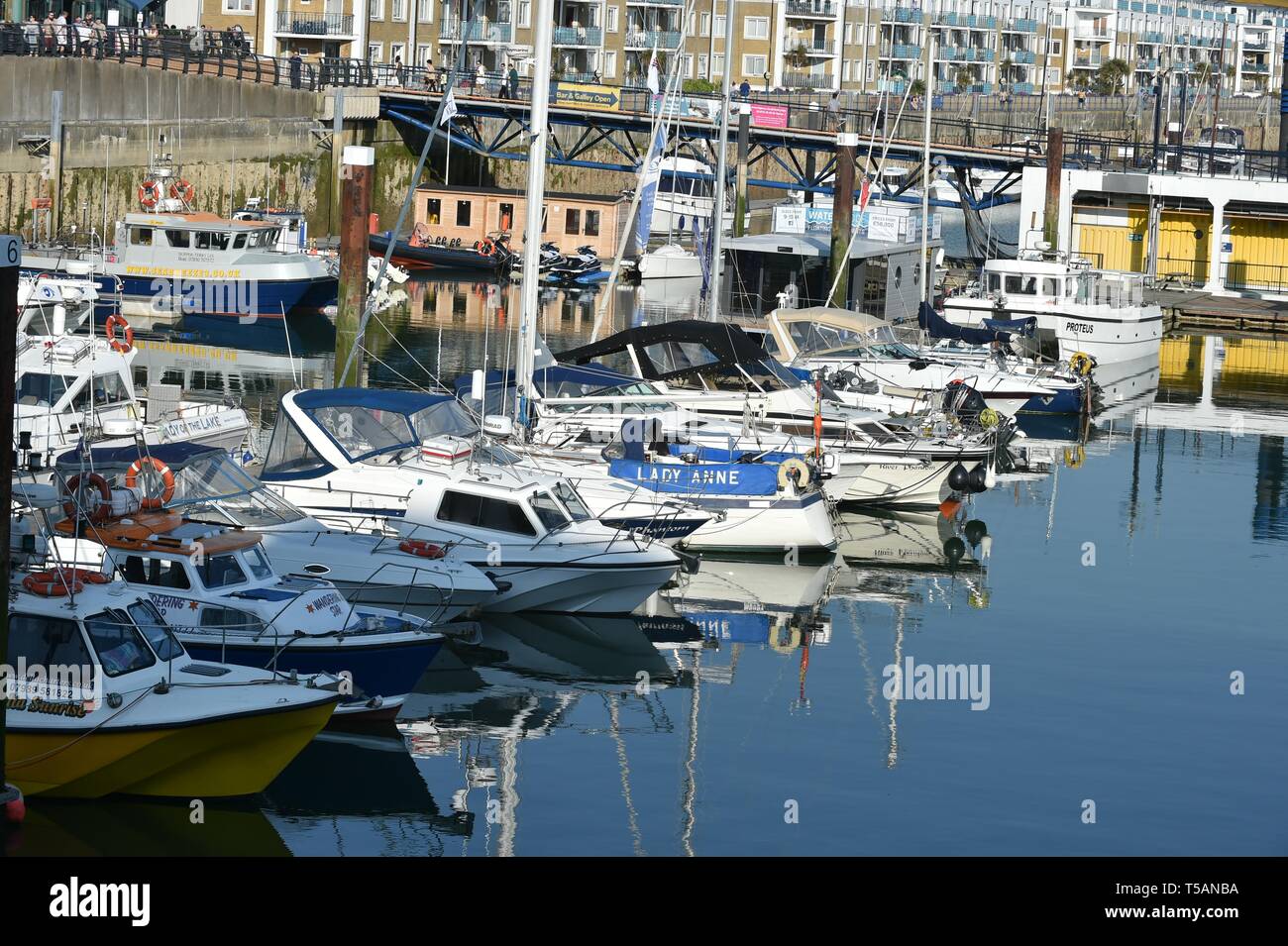 Boats packed into Brighton Marina, Brighton UK Stock Photo Alamy