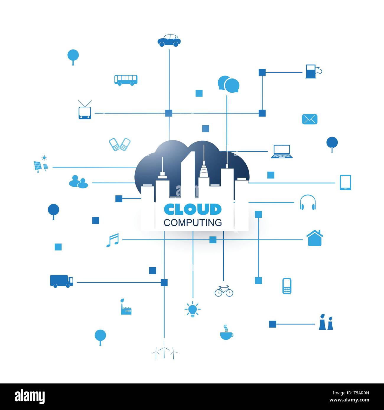 Cloud Computing Design Concept with Icons - Digital Network Connections ...
