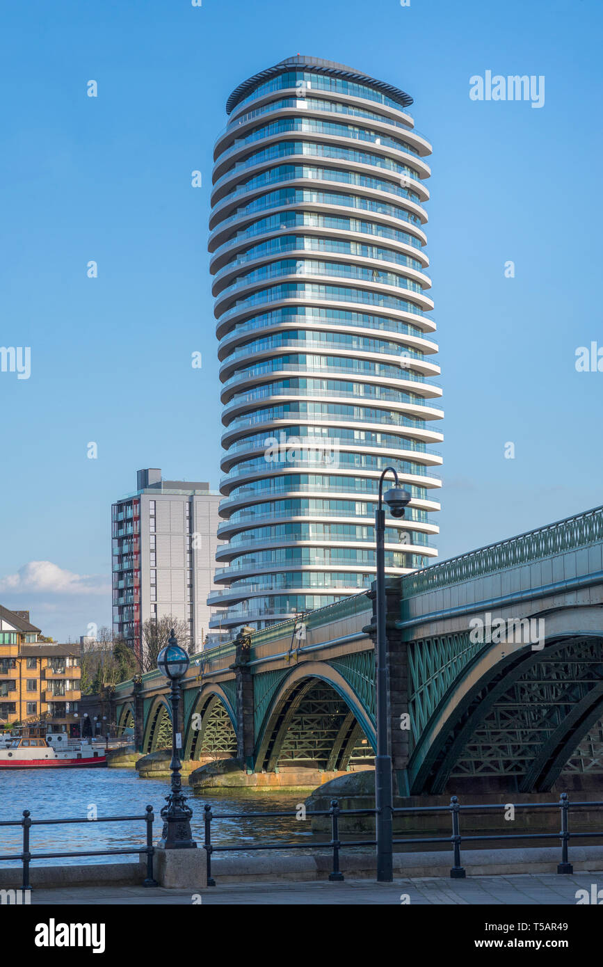 Lombard Wharf tower by the River Thames in London, England Stock Photo