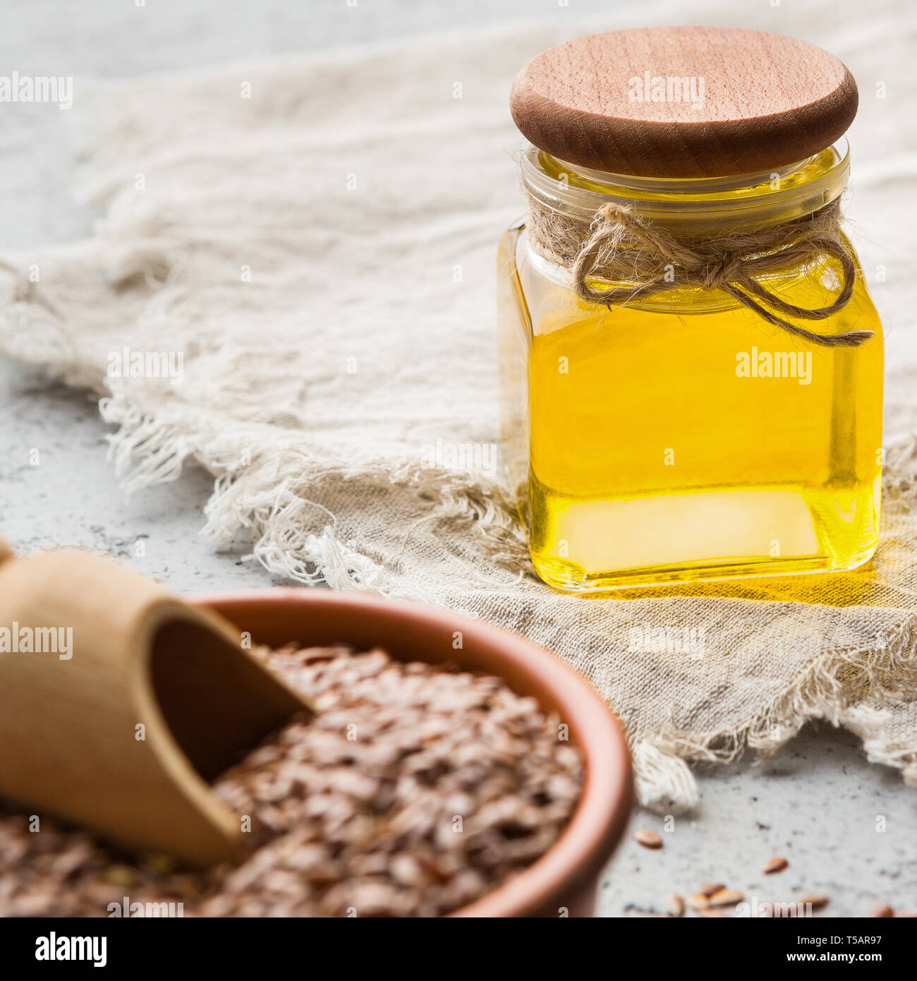 Essential linseed oil Stock Photo
