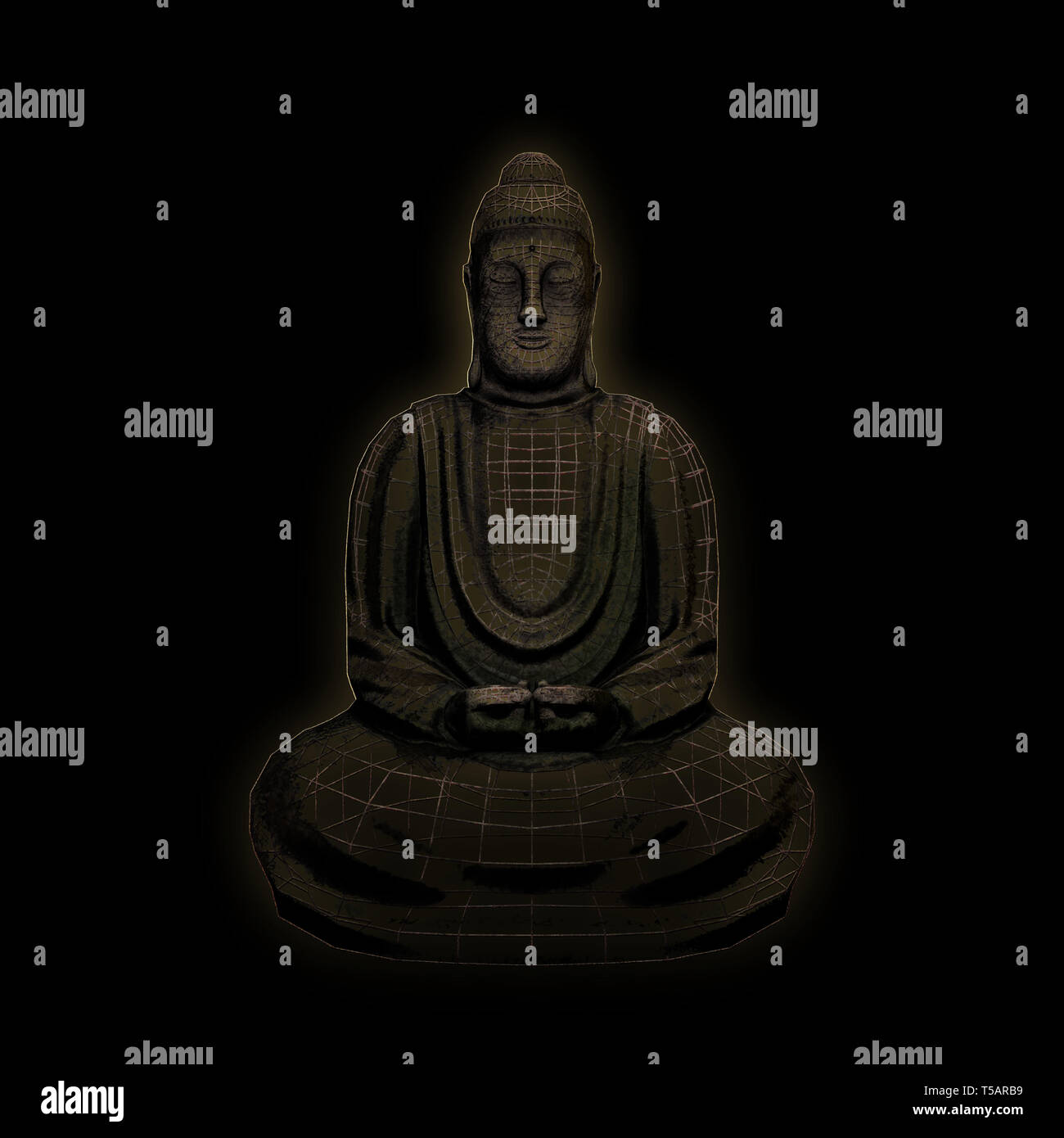 buddha statue isolated on black background 3d illustration Stock Photo