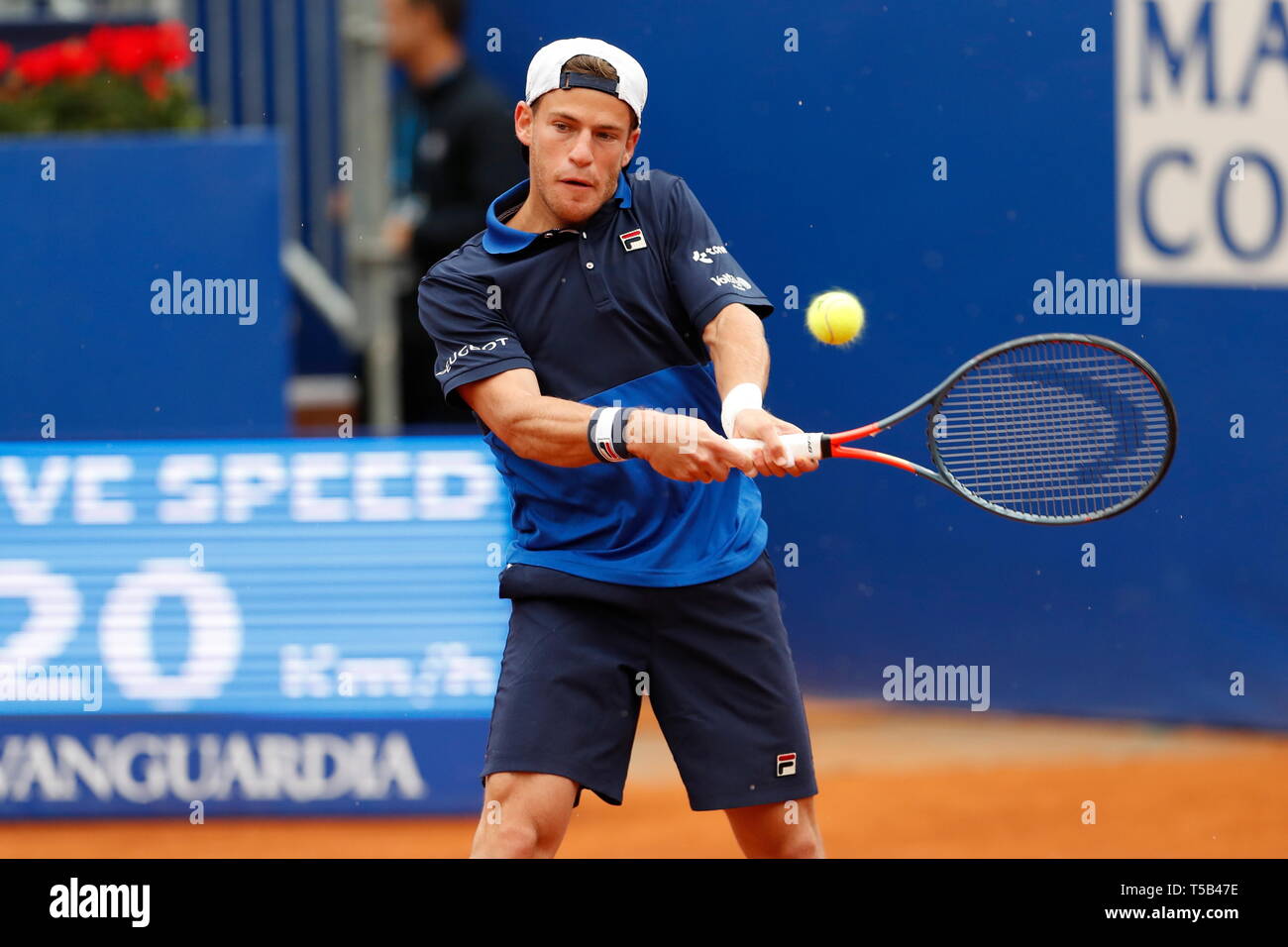 Barcelona, Spain. 22nd Apr, 2019. Diego Schwartzman (ARG) Tennis : Diego  Schwartzman of Argentina during singls 1st round match against Yoshihito  Nishioka of Japan on the Barcelona Open Banc Sabadell tennis tournament