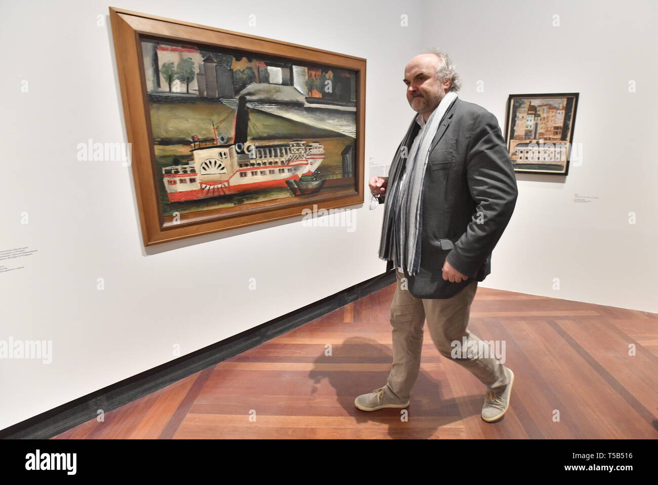 The National Gallery Prague (NGP) may lose the exhibition Dimensions of Dialogue offering the works of art by famous personalities of modern and contemporary art due to the dismissal of its director Jiri Fajt (pictured) art collector Erika Hoffmann told journalists on the 21th of April 2019. In the situation which has occurred after Fajt's sudden dismissal, the legal aspects of our cooperation will have to be reconsidered,' she added. Dismissed National Gallery Prague director Jiri Fajt visits Czech-born painter Josef Sima´s (1891-1971) exhibition Road to Le Grand Jeu in the Valdstejn Riding H Stock Photo