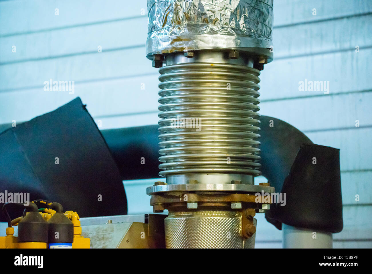 Flexible tubular exhaust pipe. Engine Exhaust Compensator Stock Photo Alamy