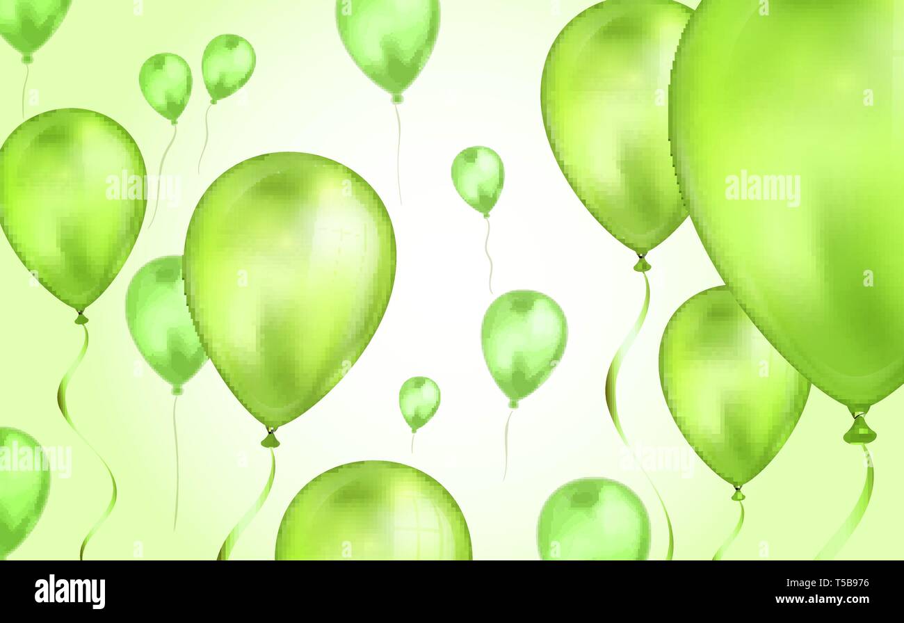 Glossy olive green Flying helium Balloons backdrop with blur effect