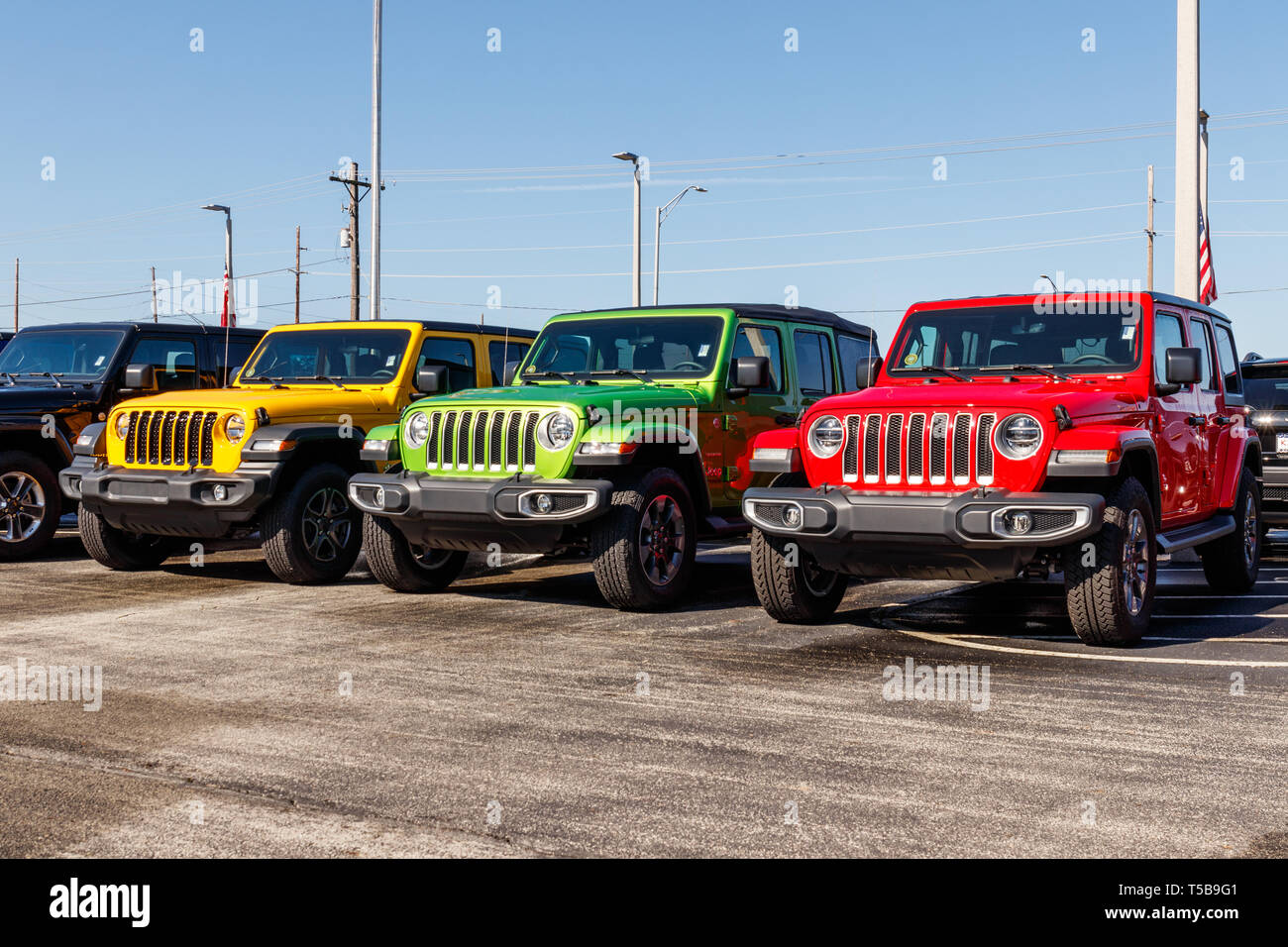 Noblesville Circa April 2019 Jeep Wranglers on display at a Chrysler