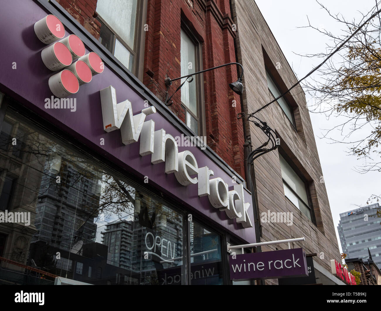 TORONTO, CANADA NOVEMBER 13, 2018 Wine Rack logo on their main shop