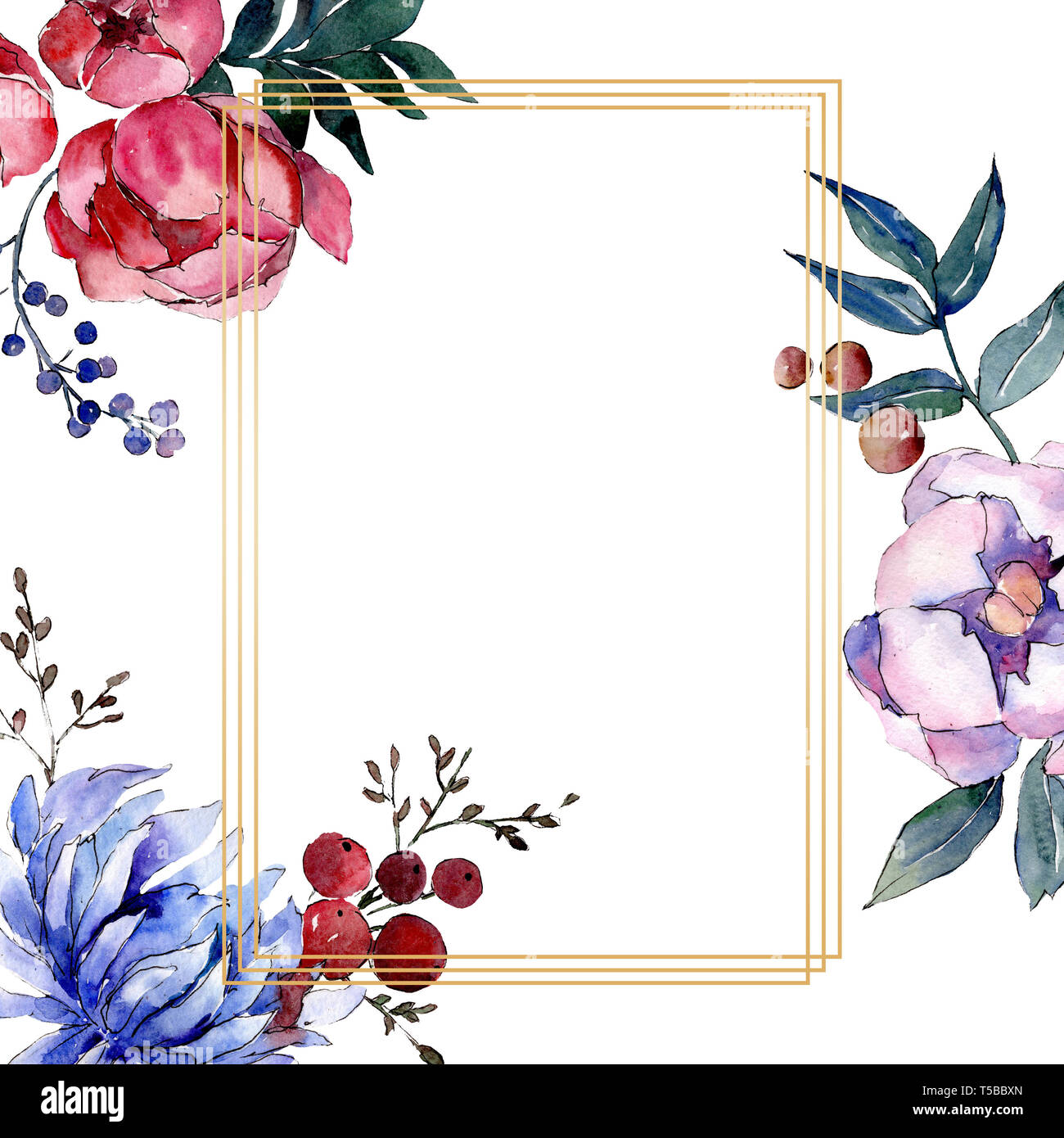 Watercolor Bouquet Flowers Floral Botanical Flower Frame