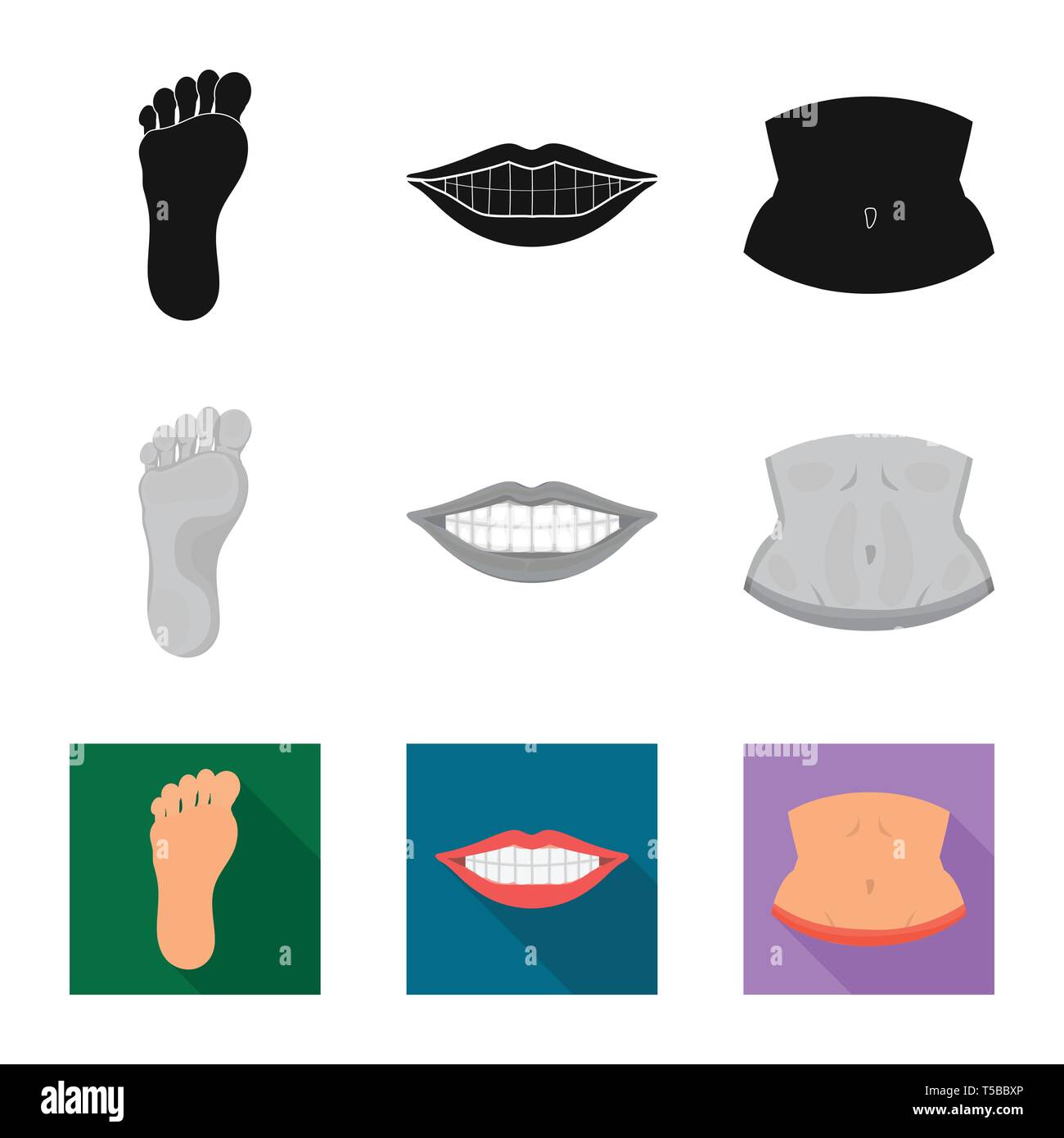 Vector illustration of body and part sign. Collection of body and ...