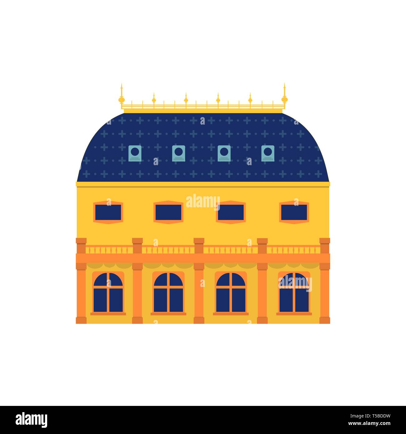 Old and famous national theatre. Czech architecture city symbol of Czech Republic. Travel banner. Vector illustration isolated on white background Stock Vector