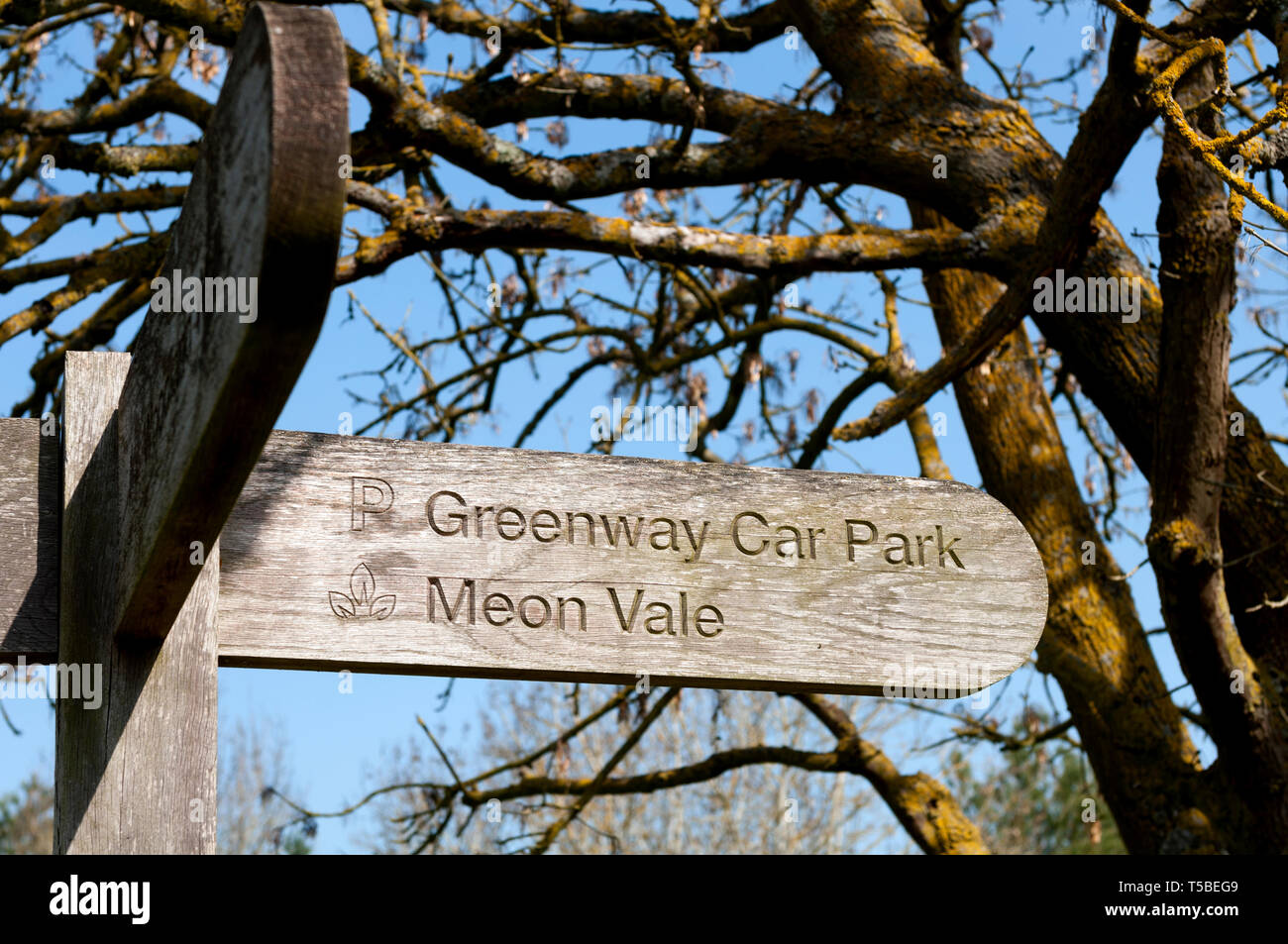 The Woodland Walk signpost, Meon Vale, Long Marston, Warwickshire