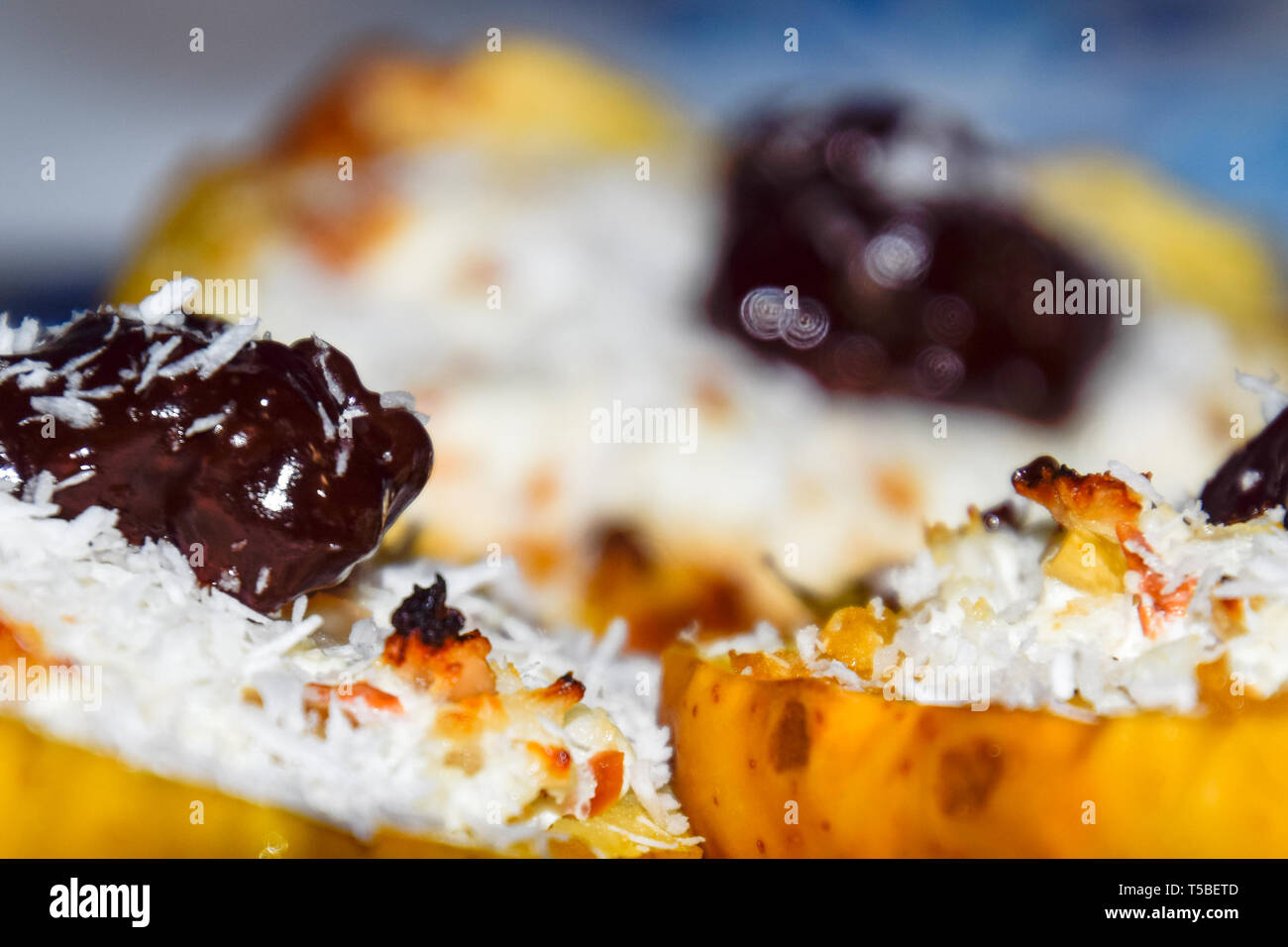 Apples Baked With Cottage Cheese And Decorated With Chocolate And