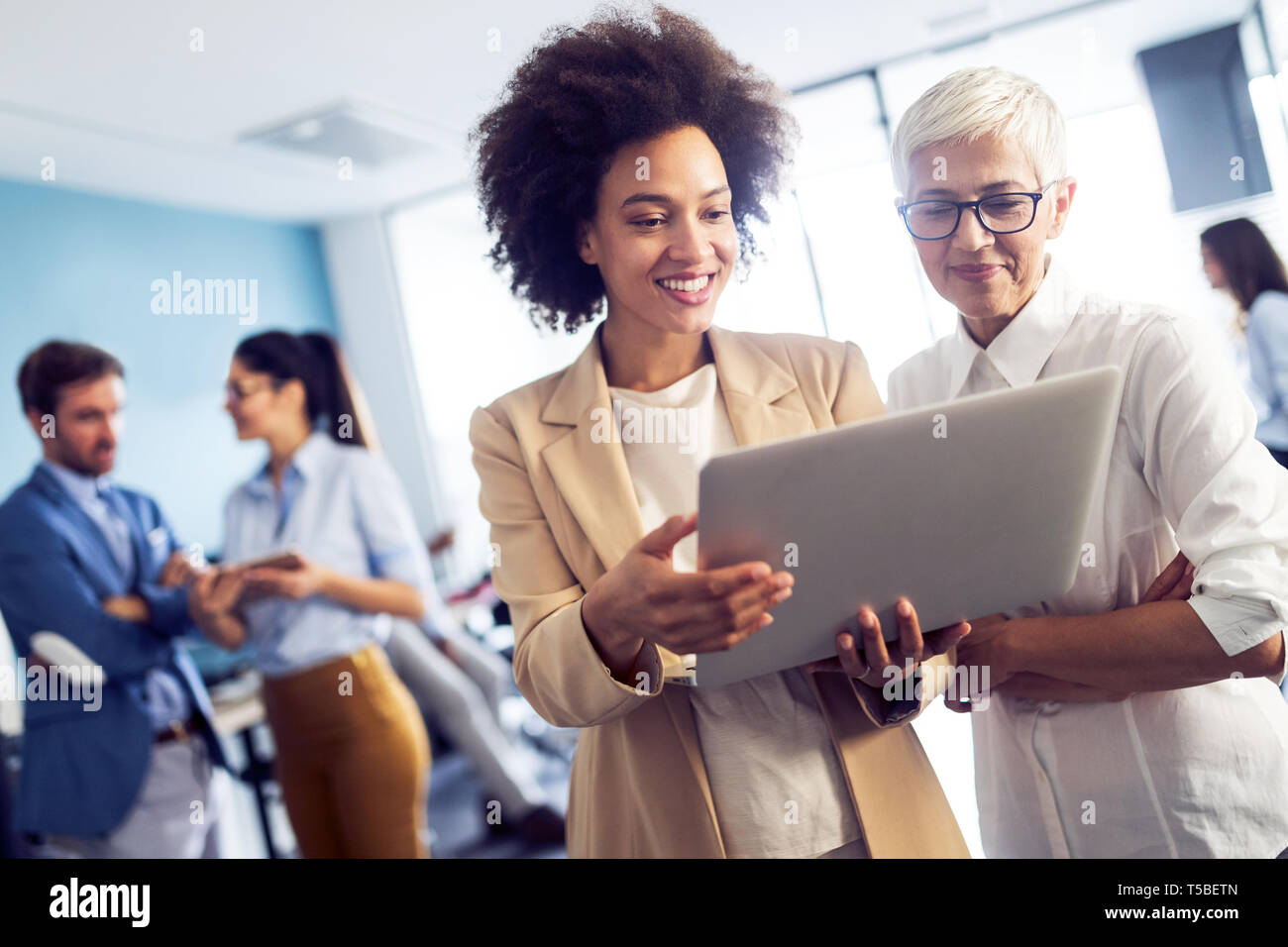 Successful group of business people at work in office Stock Photo - Alamy