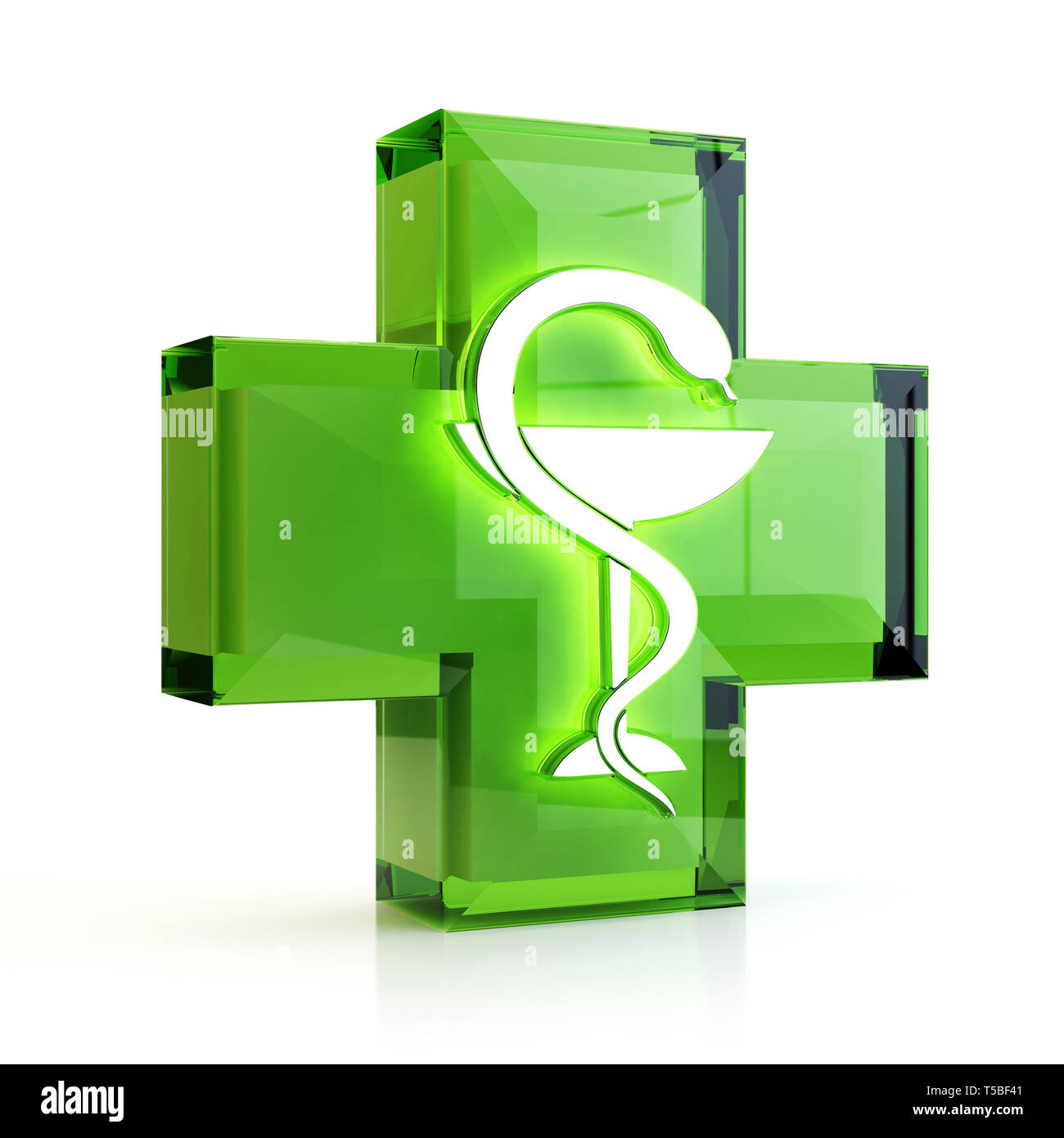 Cross and snake, 3D illustration Stock Photo