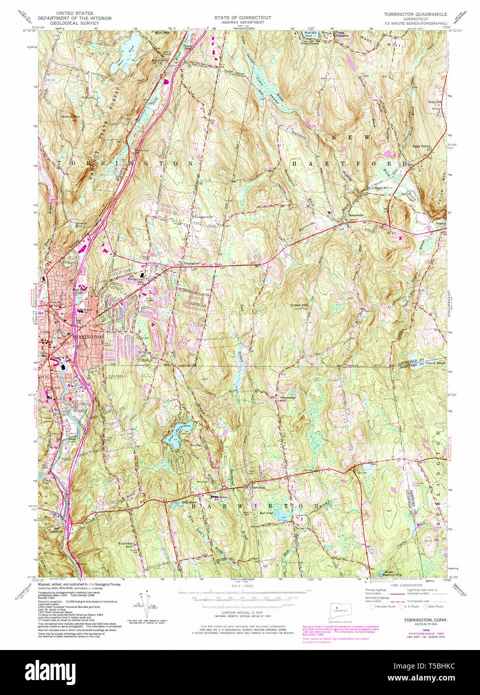 USGS TOPO Map Connecticut CT Torrington - Usgs Topo Map Connecticut Ct Torrington 461180 1956 24000 Restoration T5BHKC