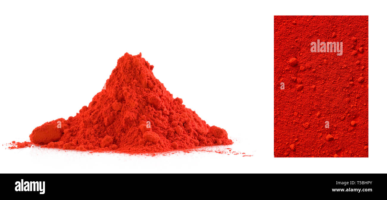 Collection of red powder isolated on white Stock Photo